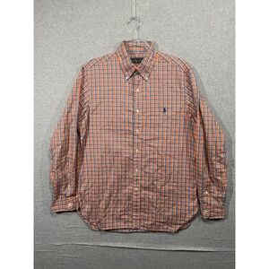 Ralph Lauren Plaid Button Down Long Sleeve Casual Shirt‎ Orange Blue M